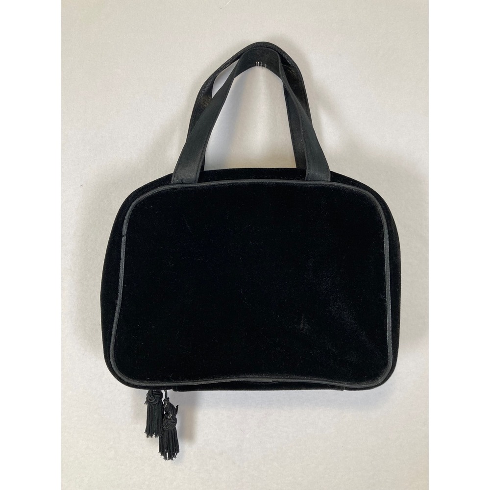 Bueno Velvet‎ Toiletry Bag Travel Case Black Tassel Organizer Small